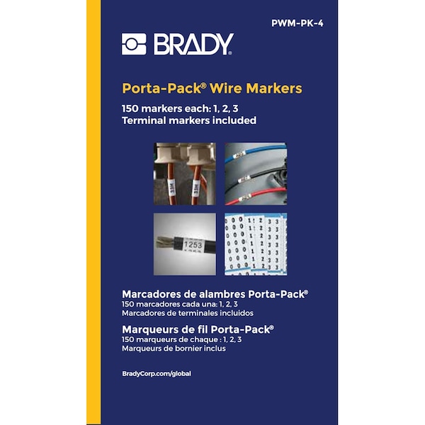 Porta-Pack Wire Marker Book Repositionable Vinyl Cloth Legend: 1, 2, 3, 10PK